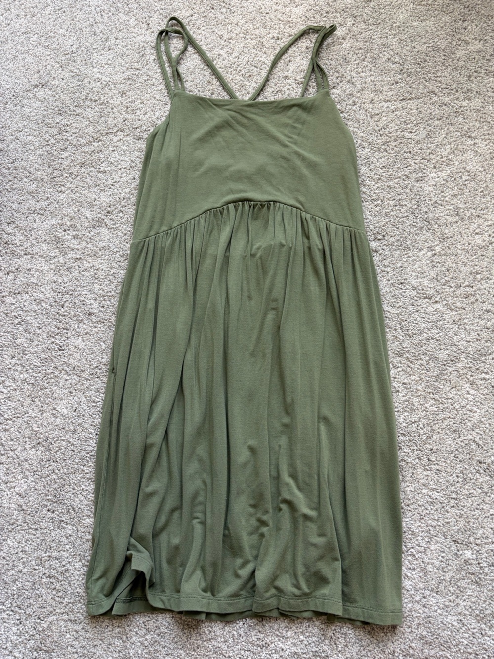 Old Navy Olive Green Midi Sundress with Double Straps